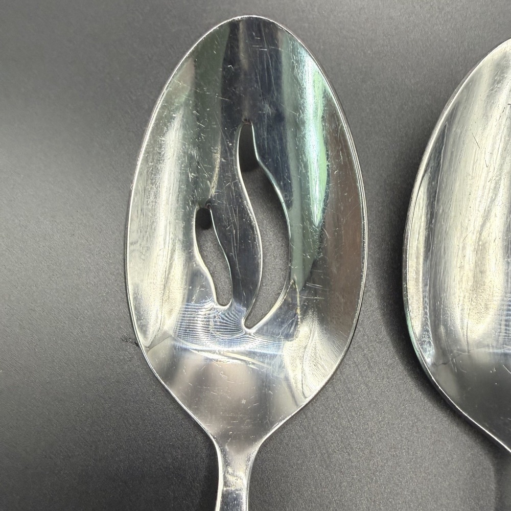 Wallace Silversmiths Stainless Flatware Chardonnay Serving Spoon Set 18/10 - Picture 5 of 7